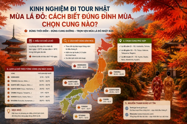 Kinh nghiệm đi tour Nhật mùa lá đỏ: Thời điểm và tuyến đi