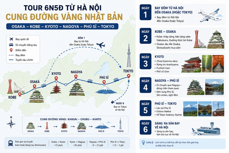 Lịch trình Nhật Bản 6N5D