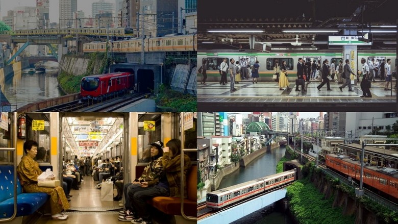  Hành khách trên tàu điện ngầm Tokyo hoặc tại sân ga JR