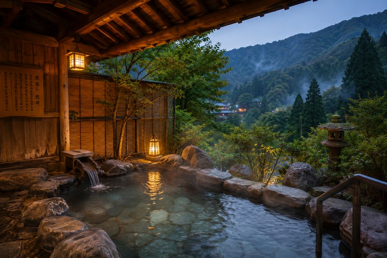 Rotenburo ngoài trời tại ryokan truyền thống