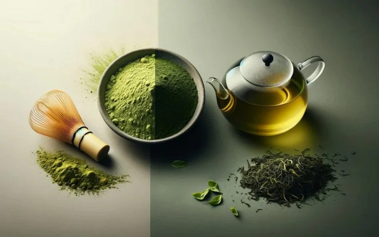 So sánh nước trà xanh Việt Nam trong với matcha Nhật Bản được đánh thành bột
