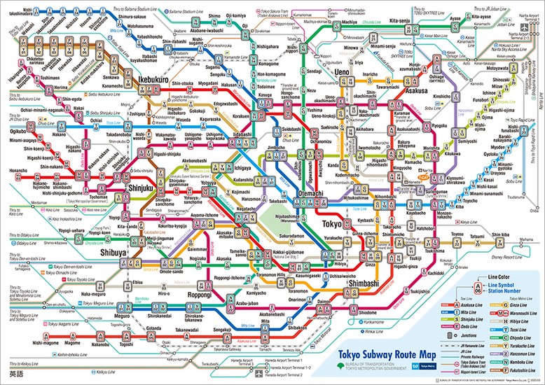 Bản đồ hệ thống tàu điện ngầm Tokyo