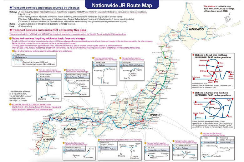 Bản đồ tuyến tàu JR và Shinkansen trên khắp Nhật Bản