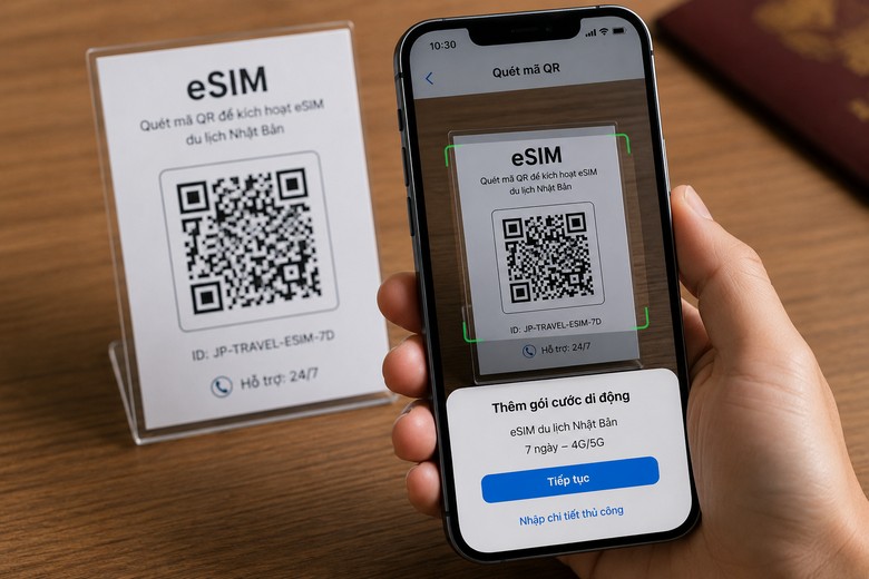 kích hoạt esim Nhật Bản