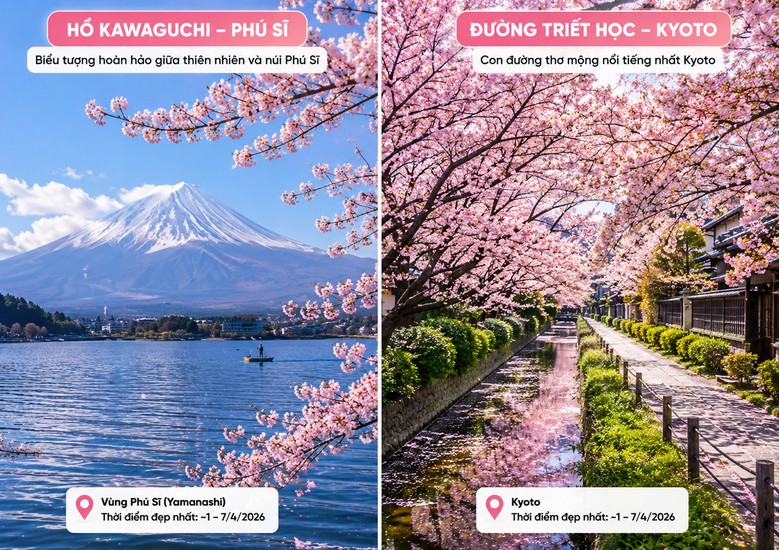 Hoa anh đào tại núi phú sĩ và kyoto