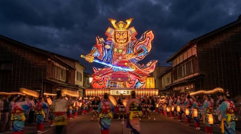 Đám đông mặc yukata dạo phố trong đêm lễ hội mùa hè